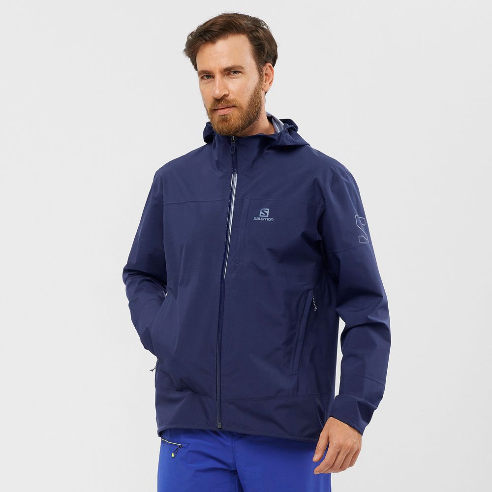 SALOMON OUTRACK WATERPROOF 2.5L Philippines - Men's Jackets - Navy | 312095-OJK